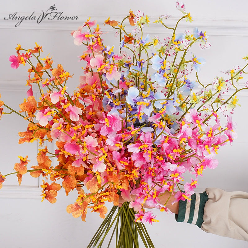 A2011 50pcs/lot Colorful Silk Artificial Orchid Flower Branch Home Decoration Wedding Floral Arrangement Accessories