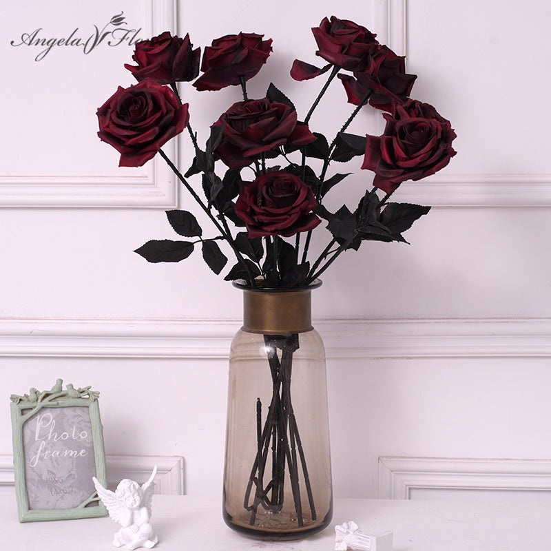A2022 20pcs Red Series Artificial Rose Peony Dahlia Flower Wedding Floral Arrangement Accessories