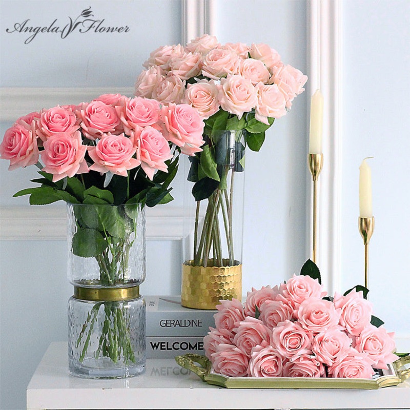 A5183 50pcs/lot Artificial Rose Real Touch Flower Wedding Arrangement Floral