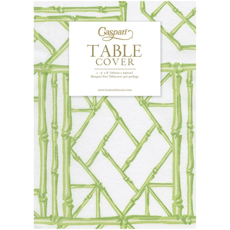 Bamboo Screen Moss Green Paper Linen Table Cover
