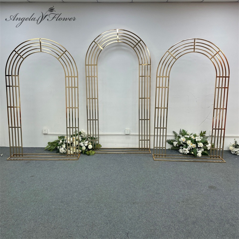 Gold-Plated Arch Wedding Backdrop Frame Curved Party Decor
