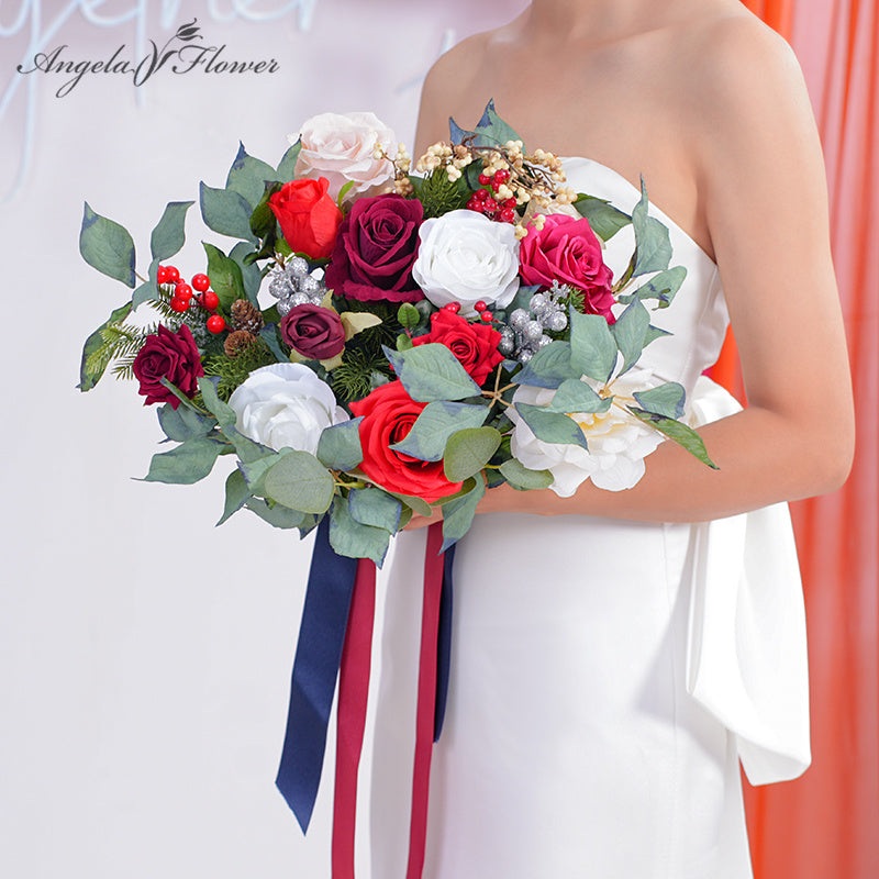 A866204 Christmas Series Bridal Hand Flower Bouquet Wedding Event Supplies