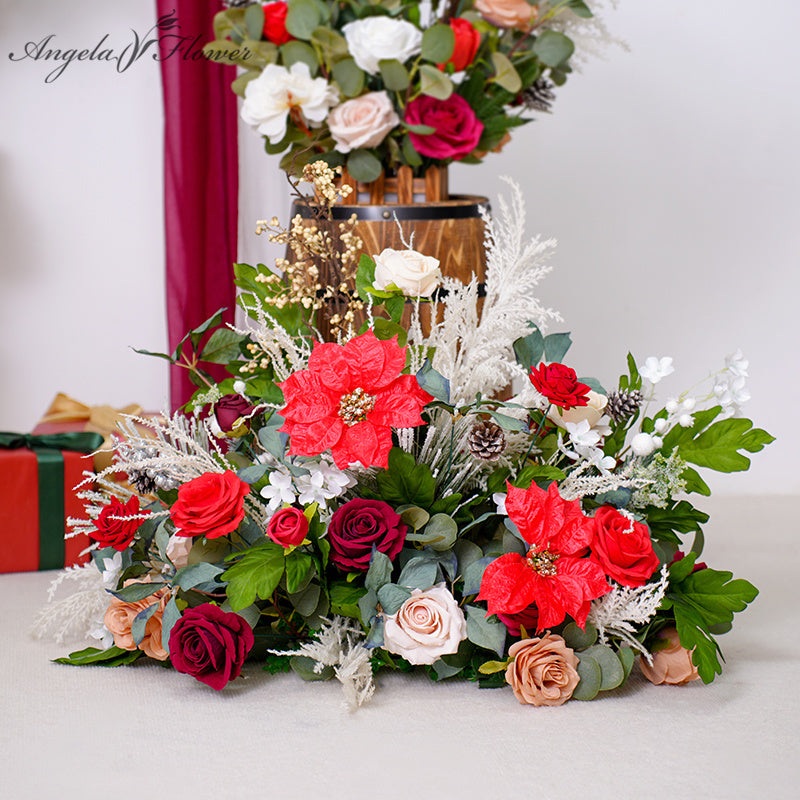A866221 Red White Christmas Series Wedding 2.46ft Floor Flower Event Props