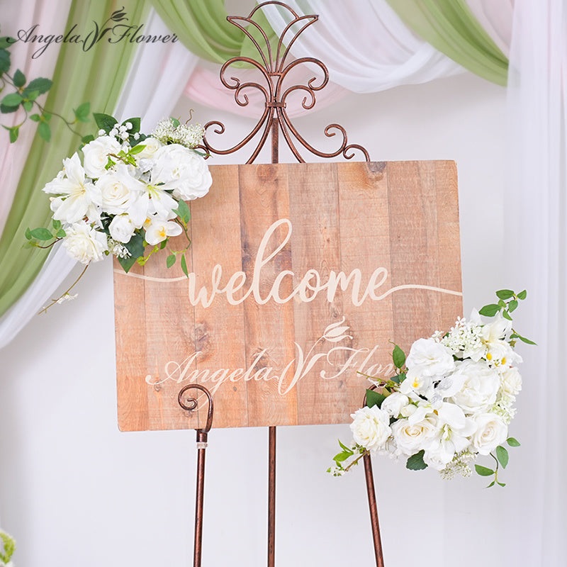 A869708 White Orchid Series Welcome Sign Flower Wedding Party Event Props