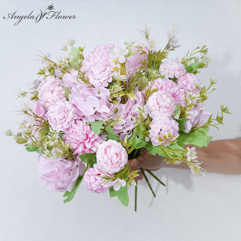 A3977 10pcs/Lot 5-head Hydrangea Artificial Flower Wedding Floral Row Material