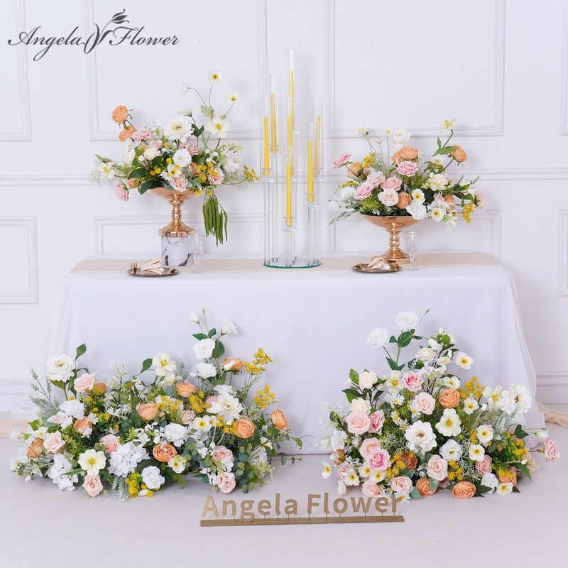 A8758 Orange White Wedding Table Centerieces Candlestick Flower Event Floor