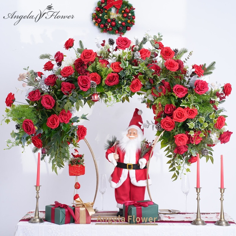 A8759 Christmas Series Flower Row Decor Wedding Table Centerieces Golden Stand