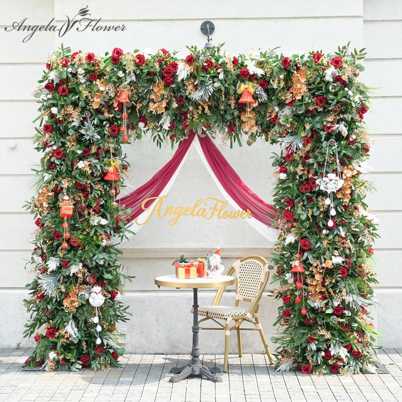 A8777 Christmas Flower Row Cloth Base Decor Wedding Backdrop Square Frame