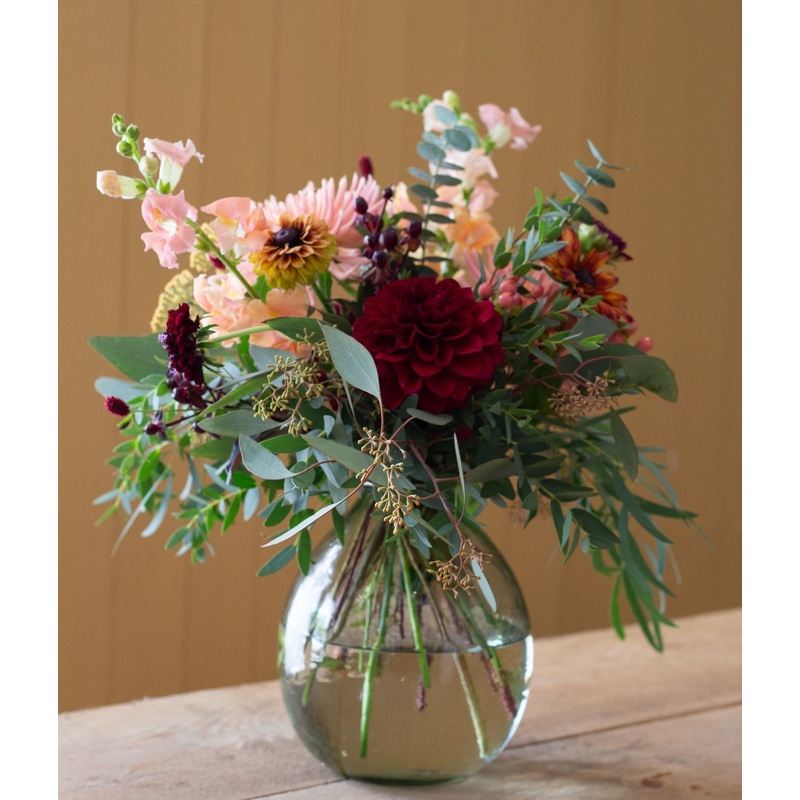 Rich Tones Short Round Vase Arrangement- medium