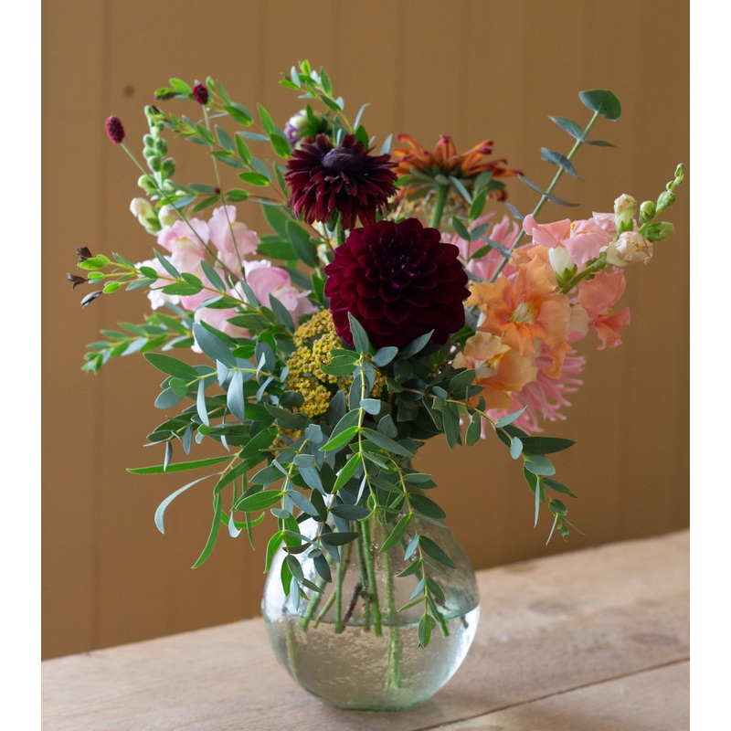 Rich Tones Short Round Vase Arrangement- Small