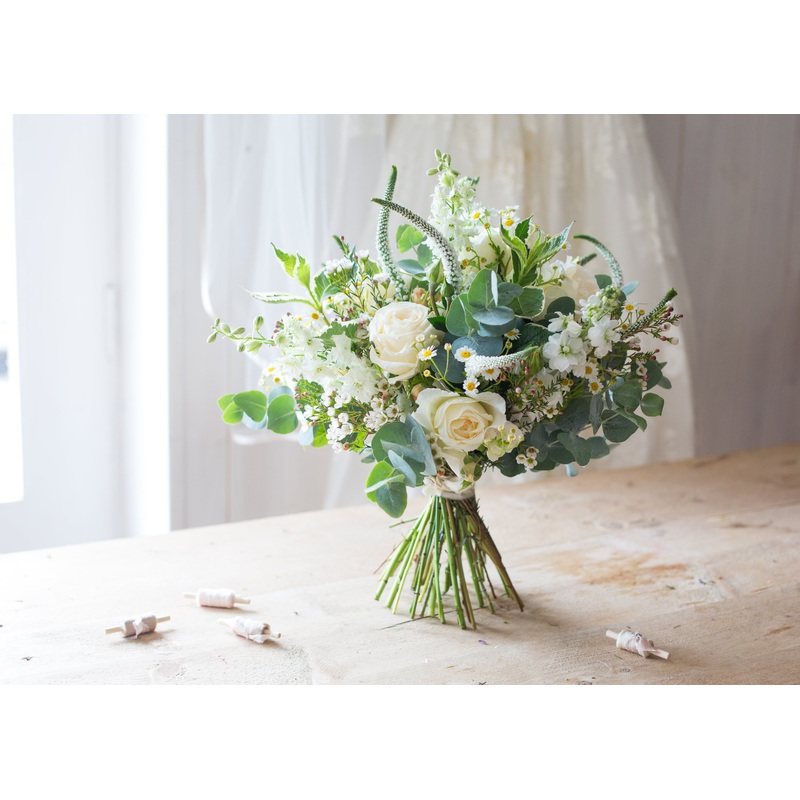 Whites and Greens Bridal Bouquet