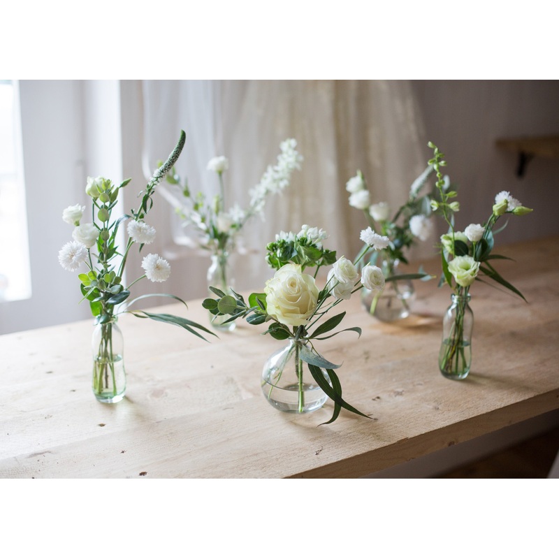 Whites and Greens Bud Vases