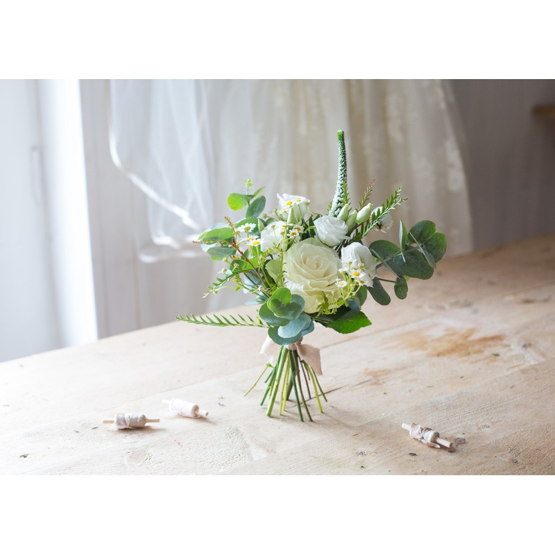 Whites and Greens Flower Girl Posy
