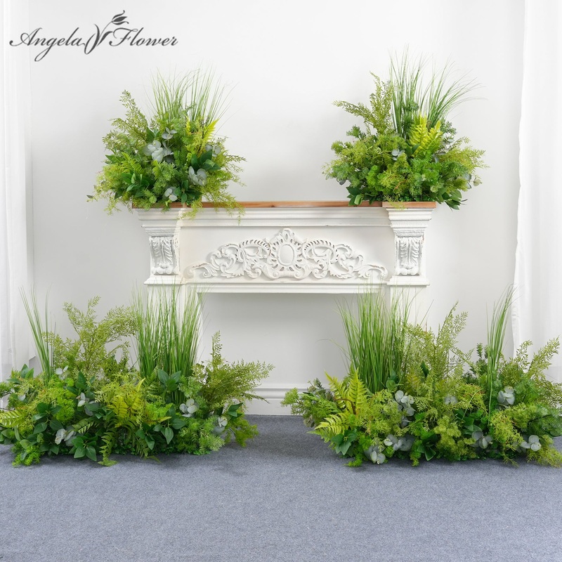 A8824 Green Plant Leaf Floor Aisle Flower Row Wedding Floral Supplies Table Decor Props