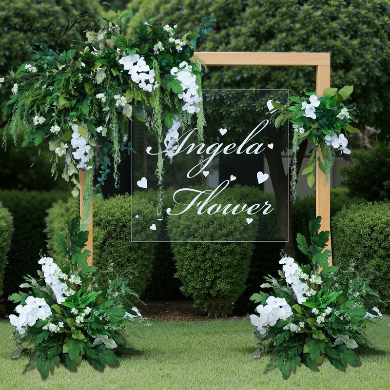 A8828 White Orchid Greenery Hang Flower Floor Row Decor Wedding Backdrop Arch