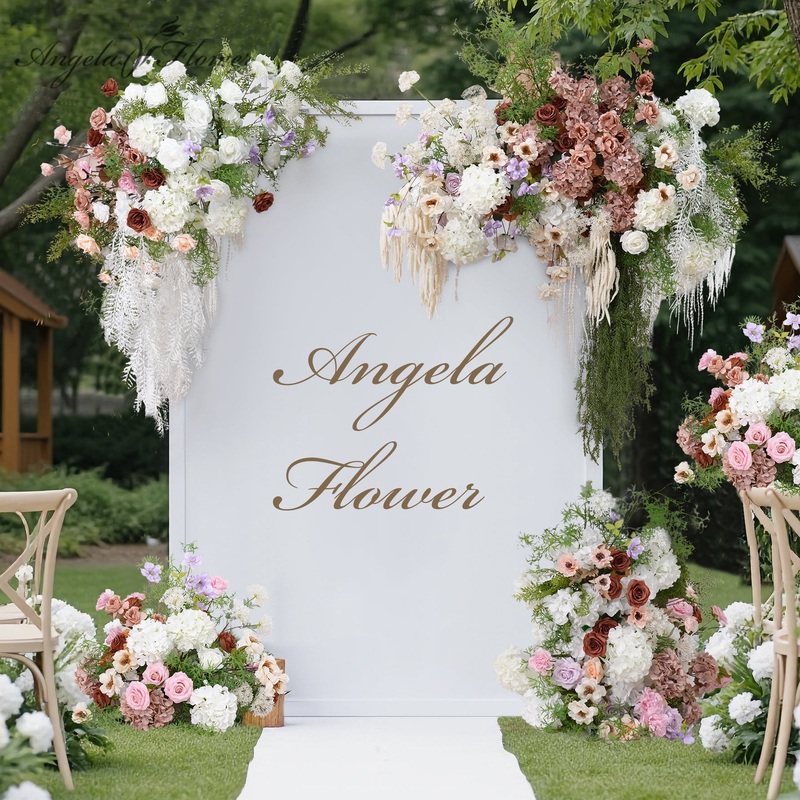 A8833 White Coffee Hang Flower Row Decor Wedding Backdrop Floor Floral Props