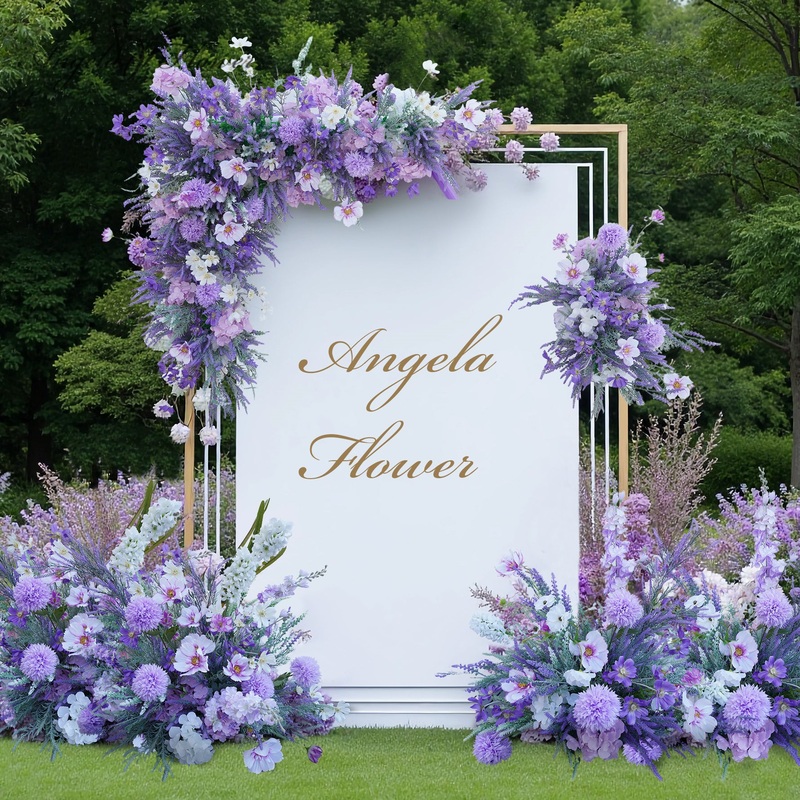 A8838 Purple Lavender Hang Flower Arrangement Floor Row Wedding Backdrop Frame