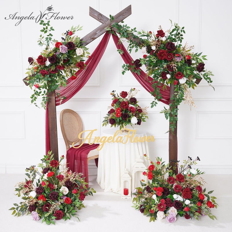A8844 Red Rose Champagne Green Leaf Hang Flower Table Centerpieces Wedding Decor
