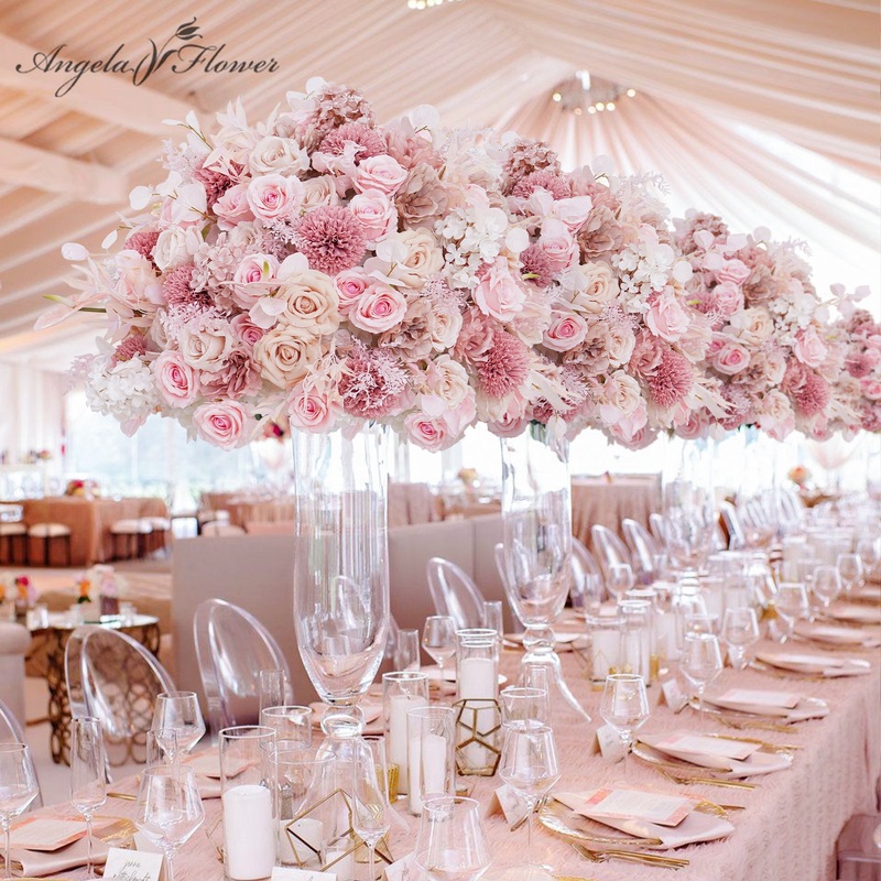 A8847 70cm Pink Rose Dandelion Flower Ball Table Centerpiece Wedding Decor Props