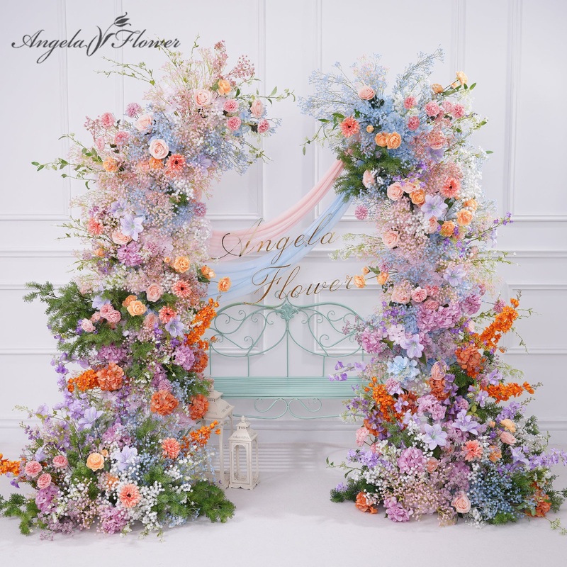 A8847 Colorful Flower Babysbreath Floral Arrangement Decor Wedding Horn Arch