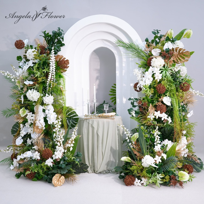 A8851 White Orchid Greenery Vine Floor Floral Row Decor Wedding Backdrop KT Board