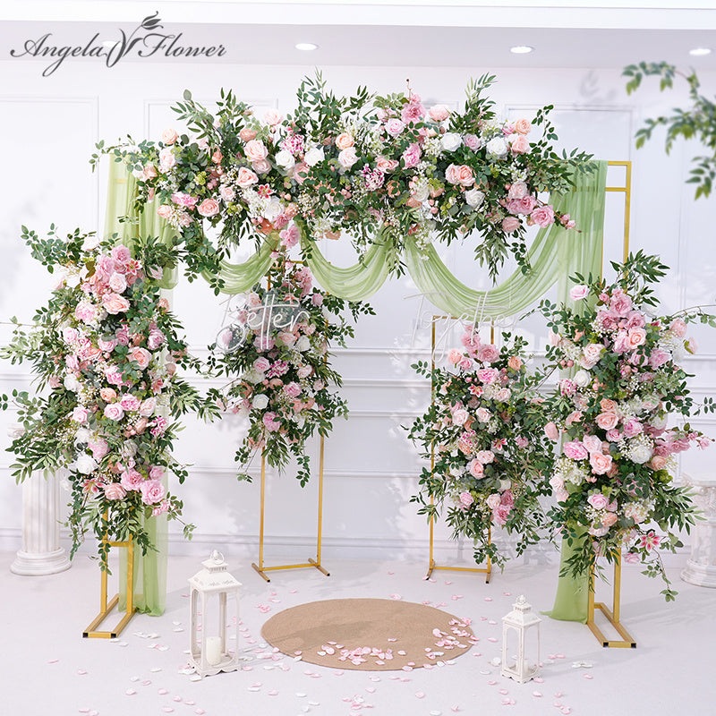 A8871 Pink Rose Peony Greenery Flower Arrangement  Decor Wedding Square Frame