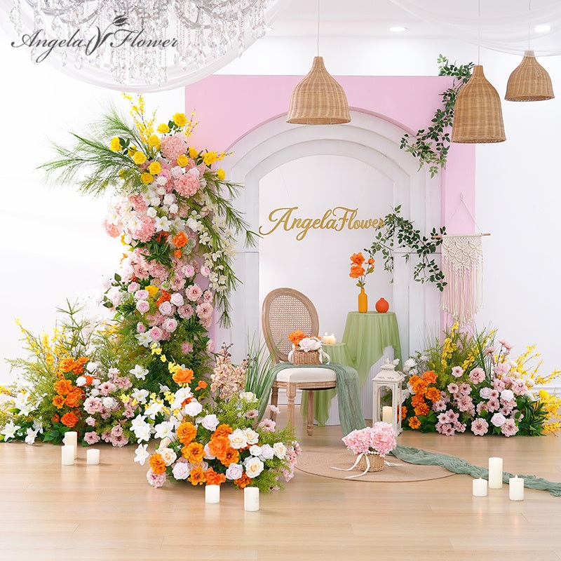 A8874 Colorful Floral Arrangement Floor Flower Wedding KT Board Decor Props