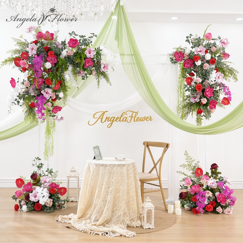 A8882 Purple Orchid Vine Hang Floral Arrangement Floor Flower Wedding Backdrop Props