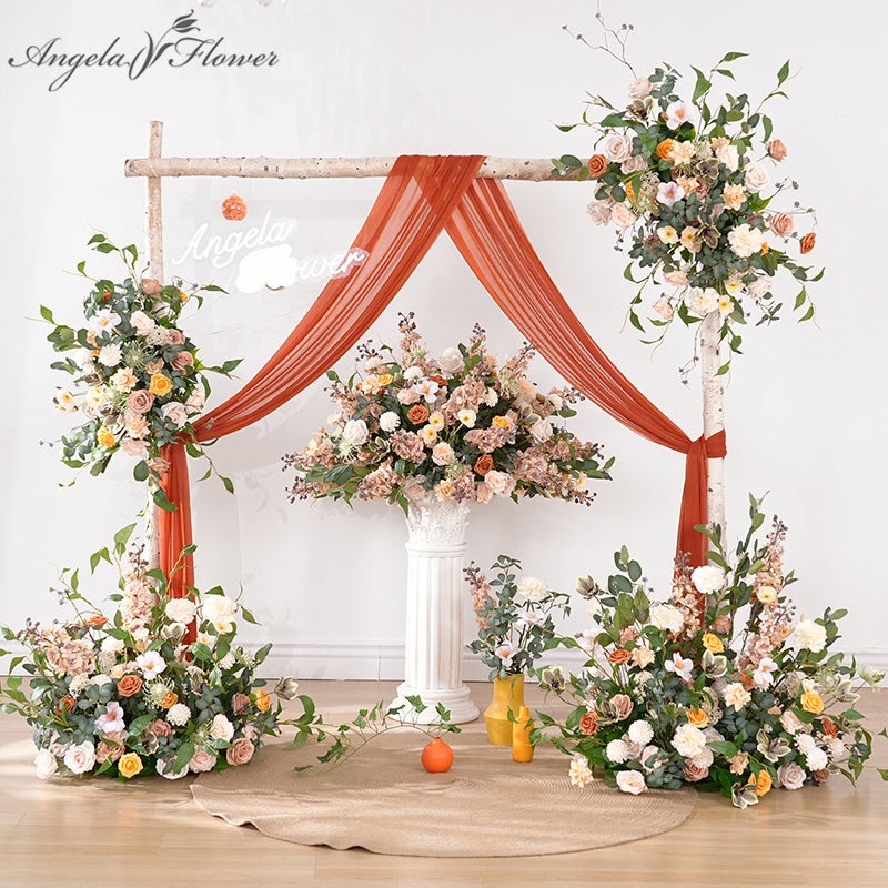 A8893 Champagne Coffee Greenery Hang Floral Wedding Table Centerpieces Floor Flower