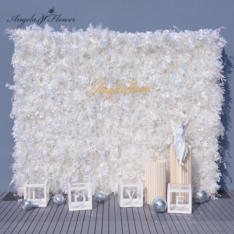 A8894 White Shining Eucalyptus Leaf 5D Flower Wall Cloth Base Wedding Event Props