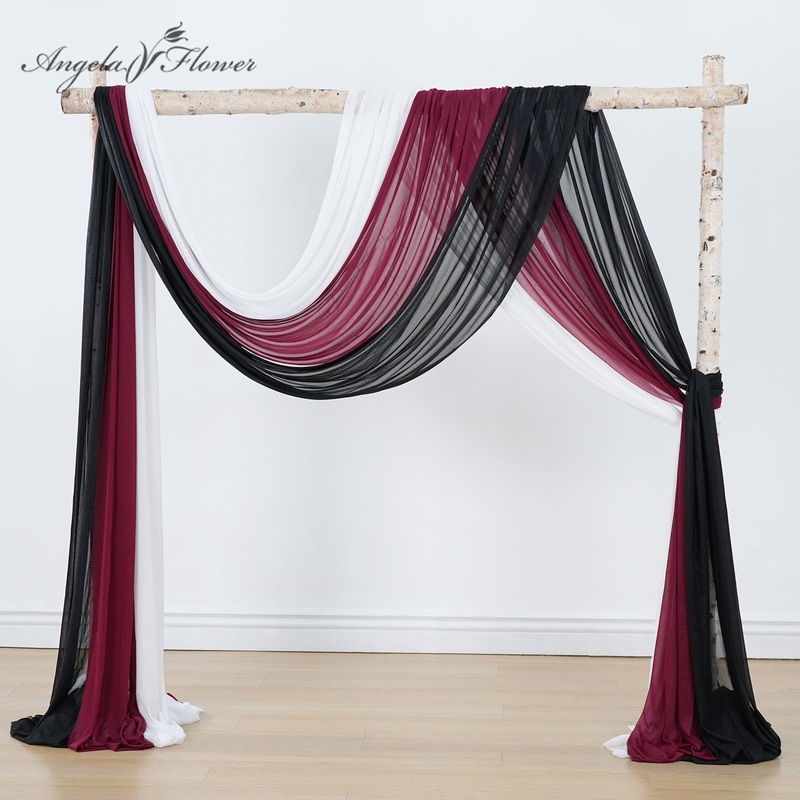 A0117 3pcs 32.8ft Colorful Gauze Tulle Curtain Cloth Wedding Event Decor Props