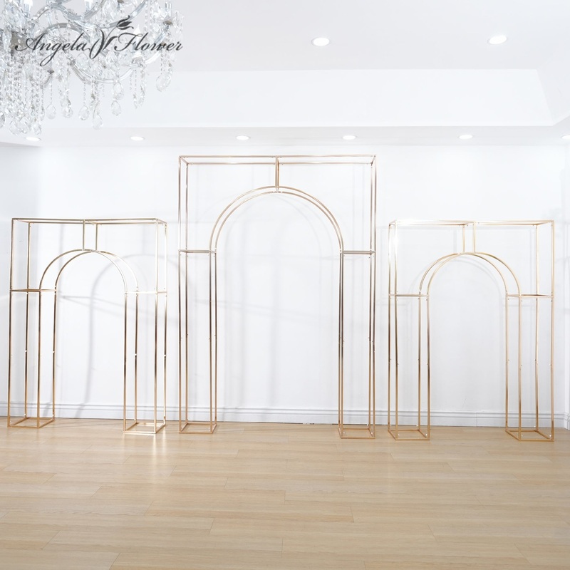 A7077 2M/2.6M Gold-plated Iron Square Screen Flower Stand Wedding Prop