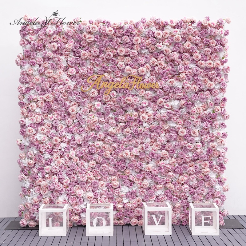 A8907 Purple Pink Rose 5D Flower Wall Cloth Base Wedding Backdrop Party Event Props