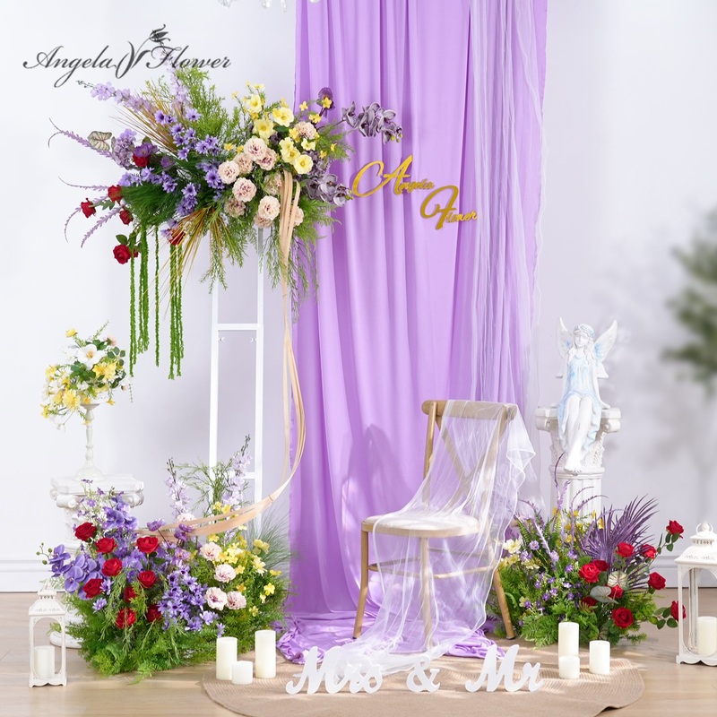 A8926 Mori Purple Greenery Hang Floral Arrangement Aisle Flower Wedding Decor Props