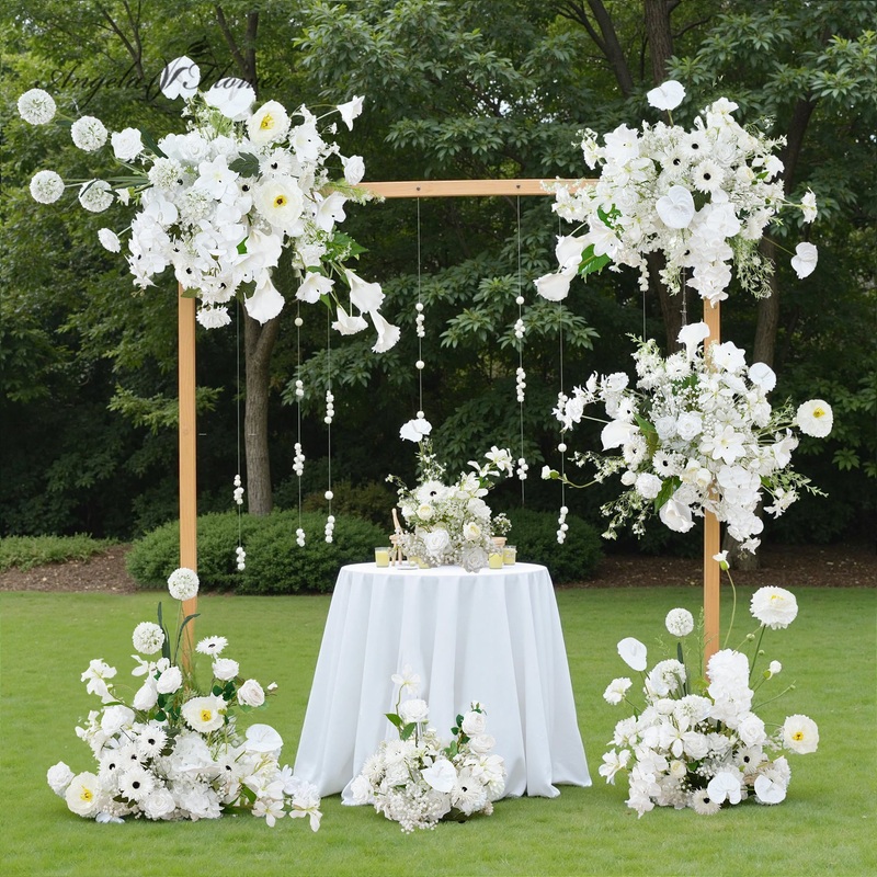 A8927 White Rose Lily Hang Floral Arrangement Aisle Flower Wedding Event Props