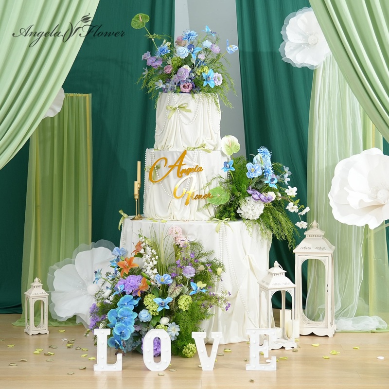 A8929 Mori Blue Orchid Greenery Table Centerpiece Aisle Flower Wedding Event Supplies