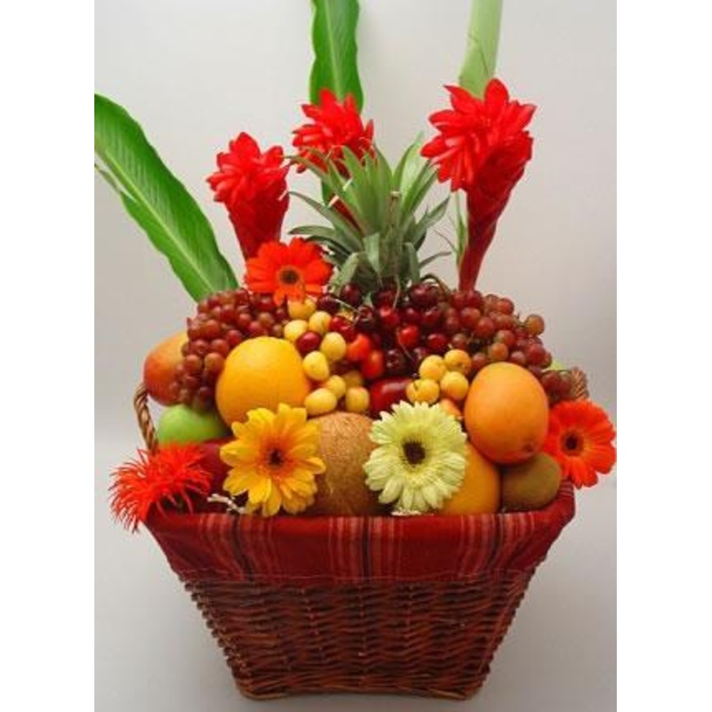 Fresh Fruit and Flower Basket