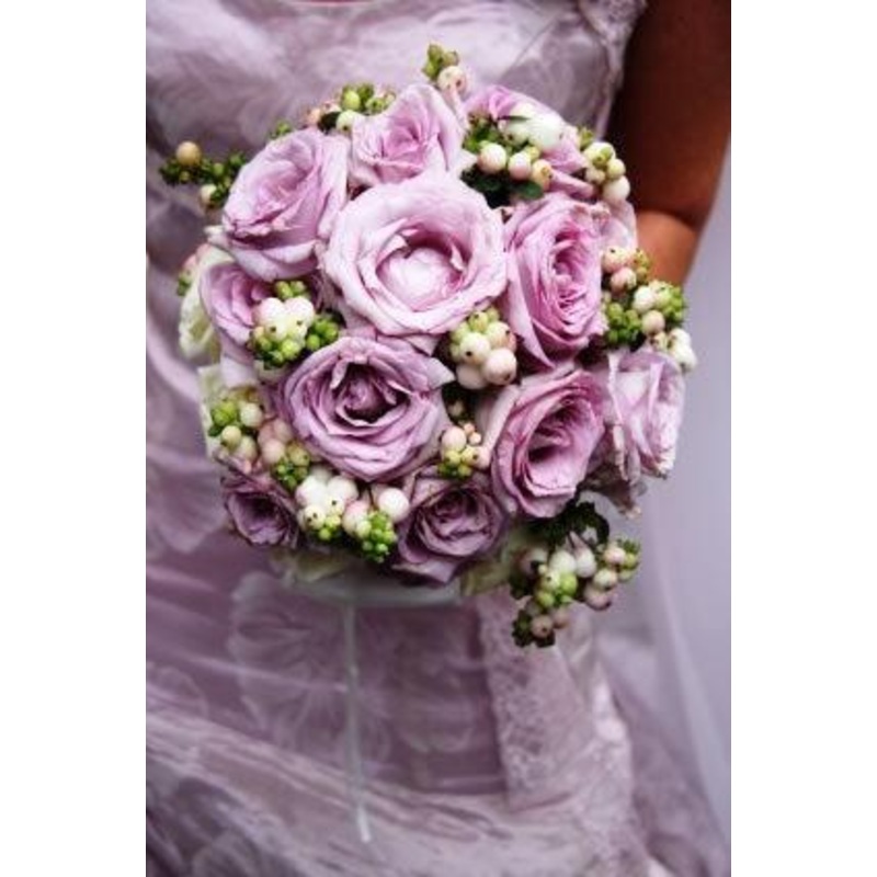 Pacific Blue Rose and Snow Berry Bouquet