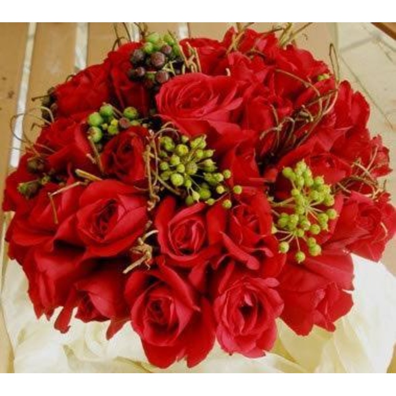 Red Rose Wedding Bouquet-AM & PM