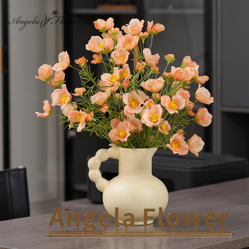 A2024 10pcs/lot 2.46ft Orange Artificial Flower Branch Floral Accessories