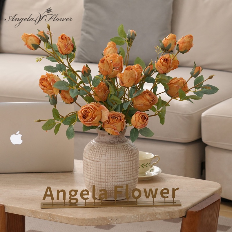 A2024 10pcs/lot 4 Heads Silk Rose Flower Branch Home Event Decor Supplies