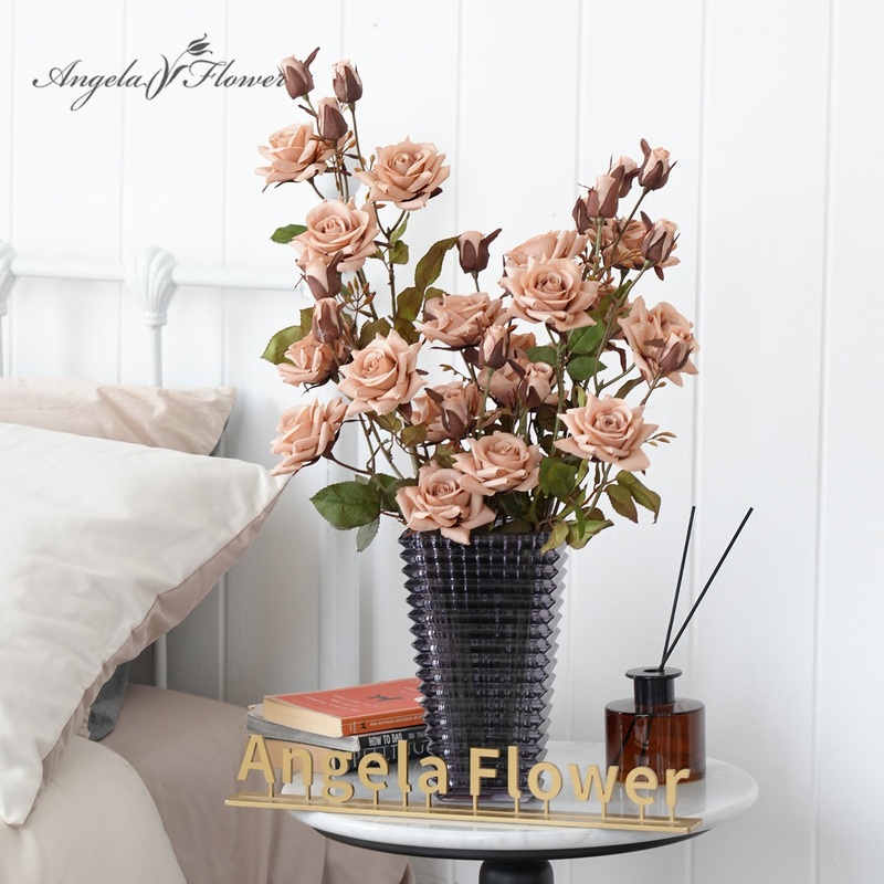 A2024 10pcs/lot 6 Heads Artificial Rose Chrysanthemum Branch Event Decor Supplies