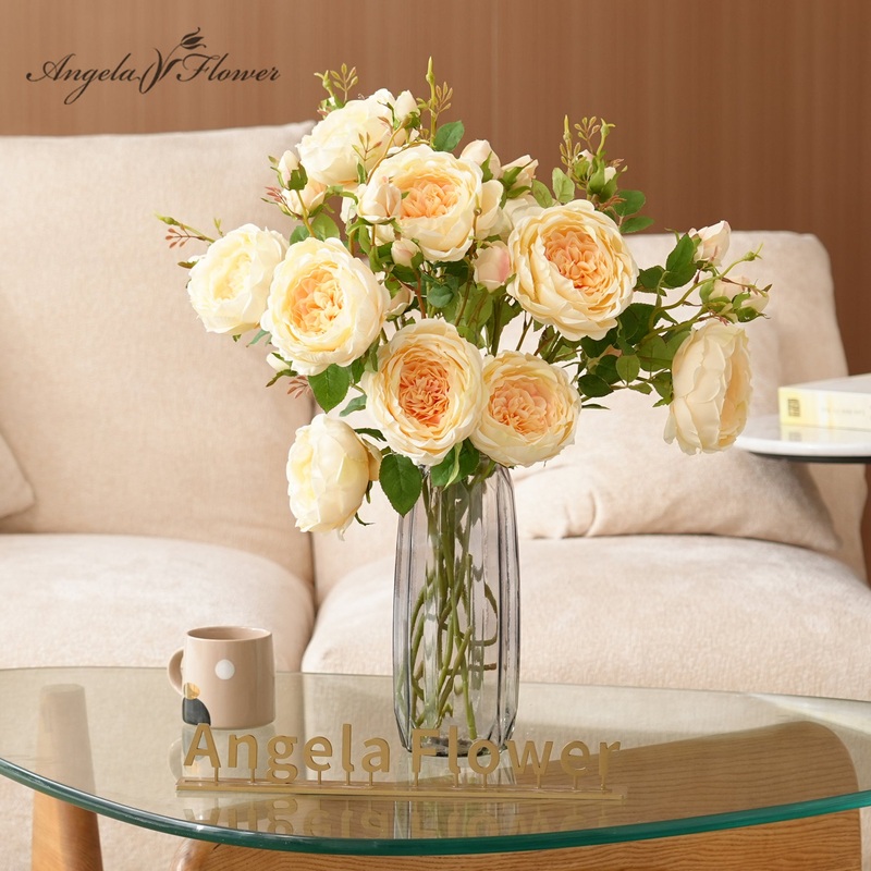 A2024 10pcs/lot Artificial Silk Rose Flower Branch Home Decor Props