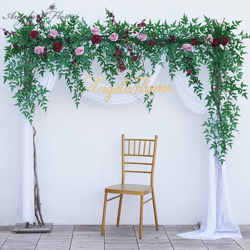 A8199 Rose Green Plant Vine Rattan Christmas Garland Wedding Background Arch