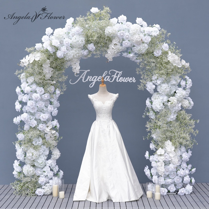 A8939 White Hydrangea Babysbreath Wedding Backdrop Arch Decor Supplies