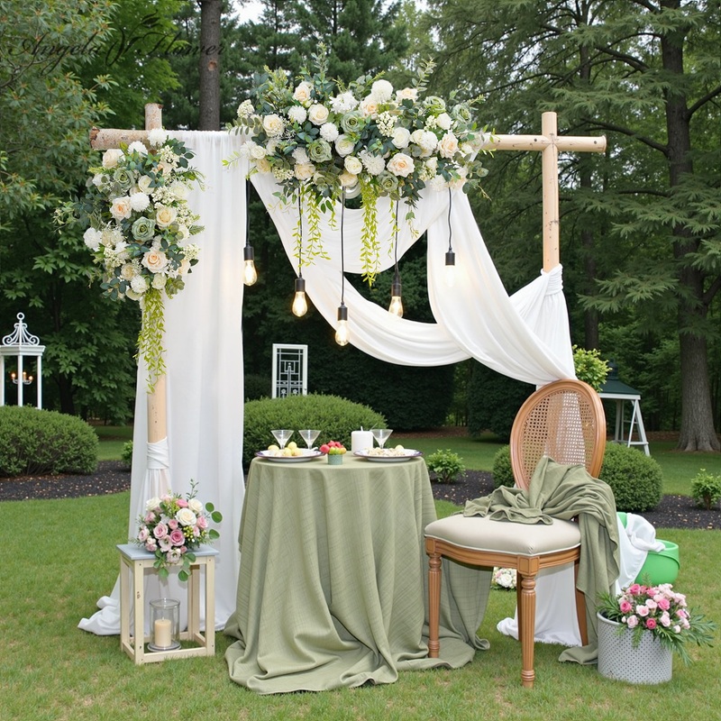 A8951 Mori Greenery Rose Floral Row Hang Flower Wedding Party Event Props
