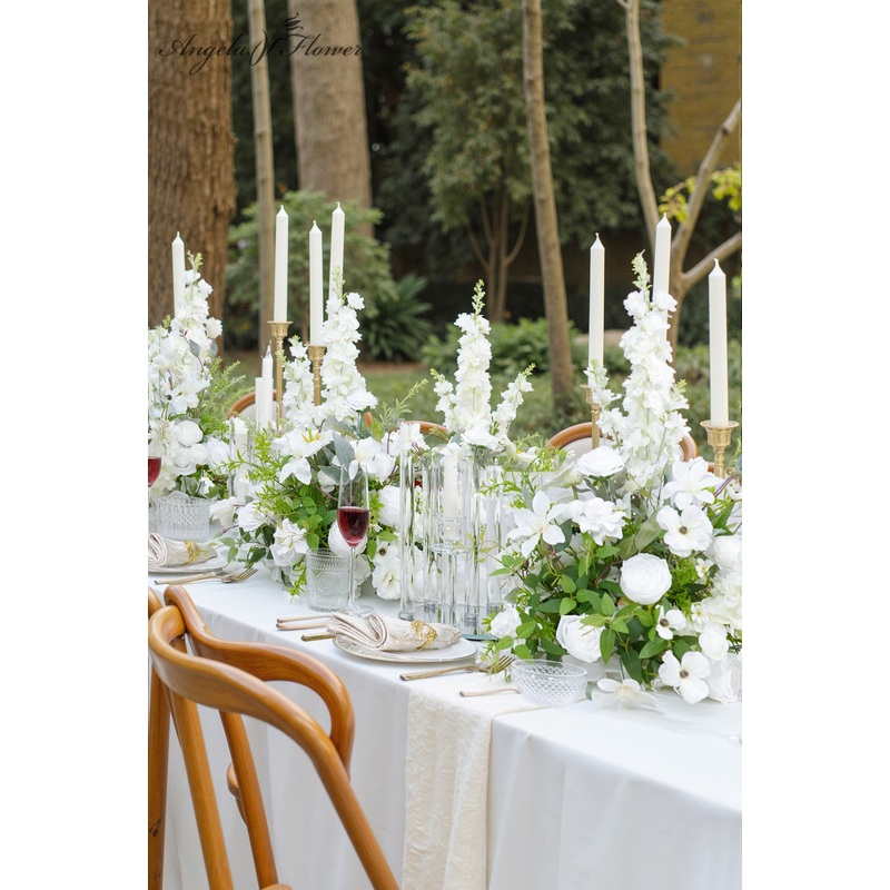 A8953 2pcs White Delphinium Greenery Table Centerpiece Aisle Flower Party Event Props
