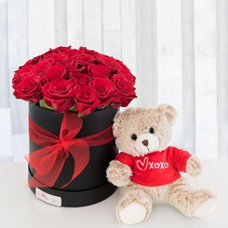 Rose Hat Box & Xoxo Teddy