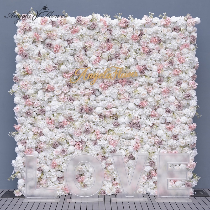 A8942 Pink White 5D Flower Wall Fabric Base Wedding Background Decor Props