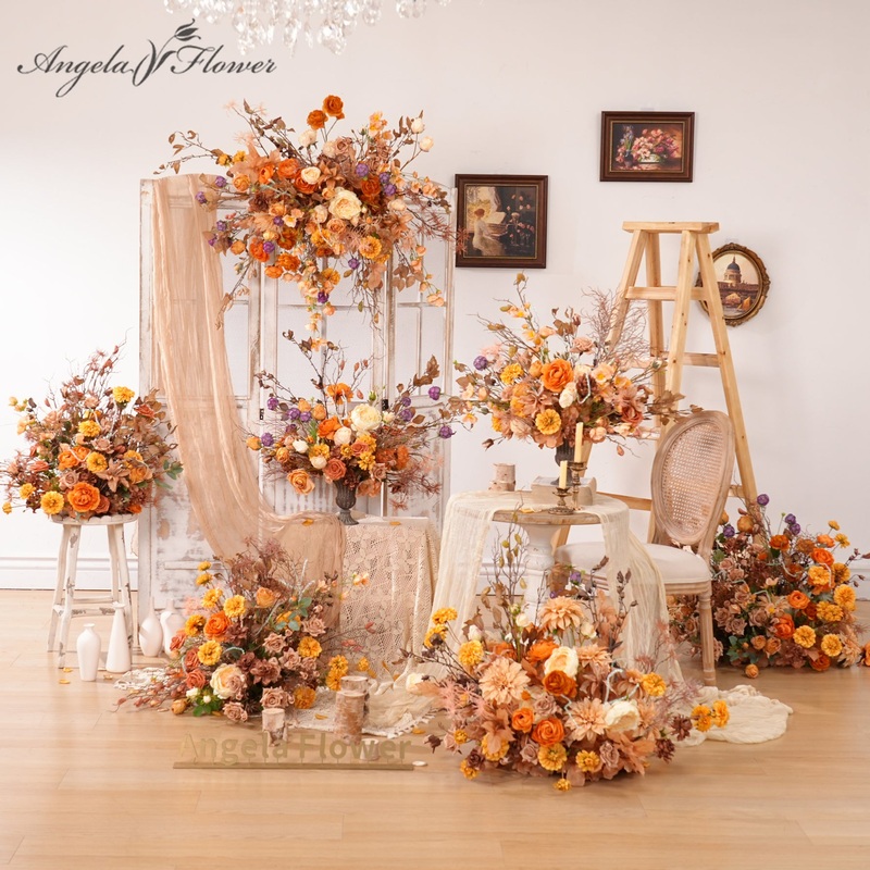 A8959 Autumn Coffee Hang Floral Table Centerpiece Aisle Flower Wedding Event Props